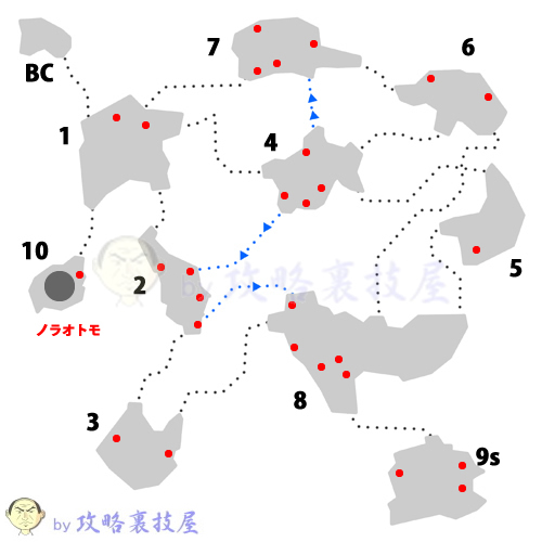 地底洞窟(上位)のマップ